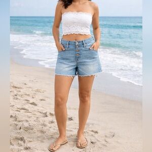 J. Crew Blue High Rise Button Fly Everyday Coastal Denim Shorts Women’s Size 28